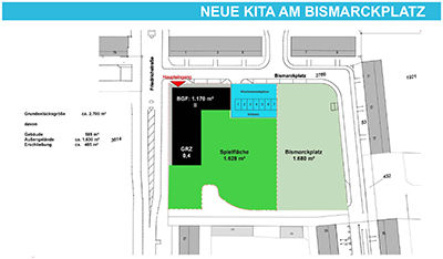 Der Lageplan für die zukünftige Kita Bismarckplatz