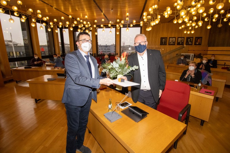 Jürgen Preuß mit Bürgermeister Prof. Dr. Christoph Landscheidt