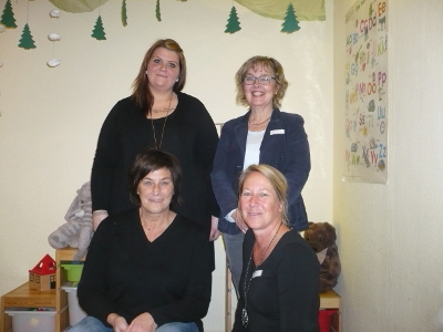 (obere Reihe) Ev Day und Dagmar Böhnke (untere Reihe) sowie Barbara Wagner und Kirsten Penk beraten Interessierte gerne zum Thema Kindertagespflege